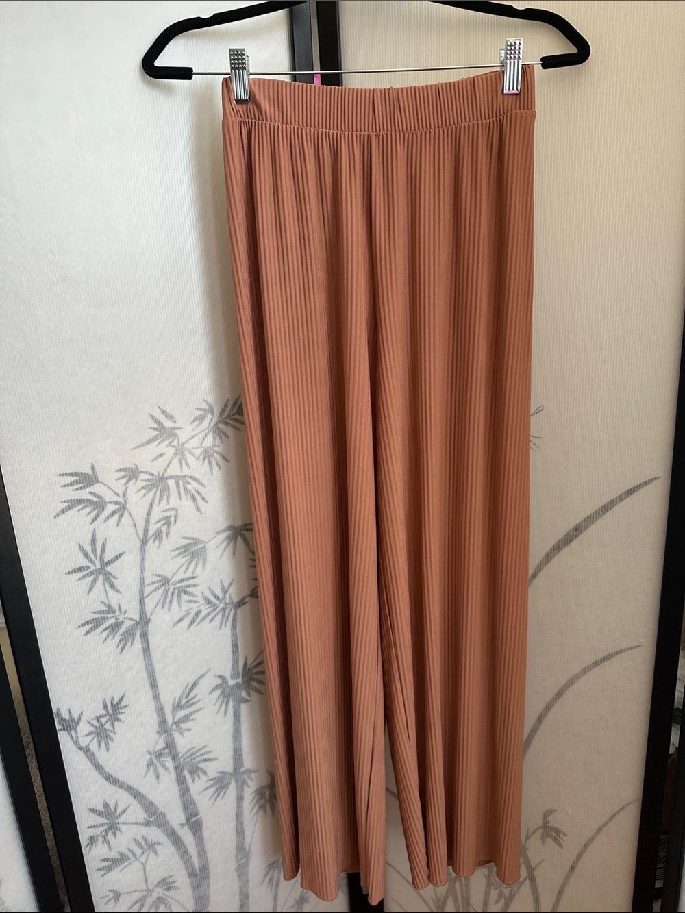 Zara Wide-Leg Pleated Pants in Terracotta